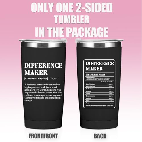 20oz Black Difference Maker Gift Insulated Water Bottle - Thank You Gift