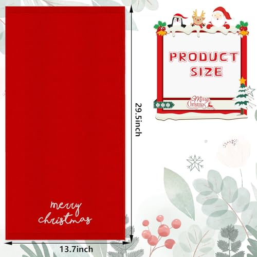 Christmas Embroidered Cotton Hand Towels Set 2 Pack Red Green Holiday Decor