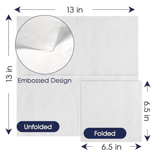JollyPack Disposable Paper Napkins 1-Ply 6.5x6.5in Folded, 2000 Count, White, 13inch Variants