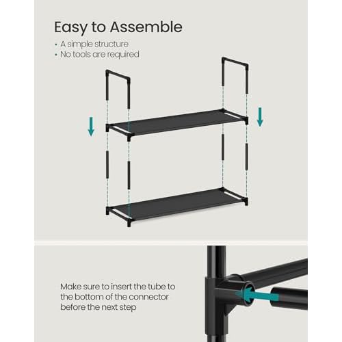 SONGMICS Shoe Rack, 10-Tier Shoe Shelf, Shoe Storage Organizer, 11 x 32.7 x 68 Inches, Metal Frame, Non-Woven Fabric Shelves, for Entryway, Bedroom, Black ULSH110BH01