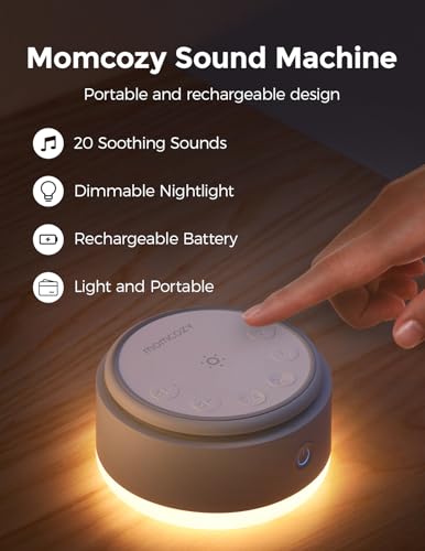 Portable White Noise Machine with Touch Night Light - 20 Soothing Sounds