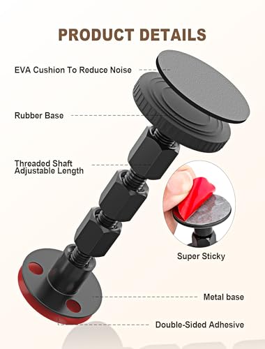 Adjustable Bed Frame Anti-Shake Tool Kit with Wall Pads, 4 Pack (30-105mm)