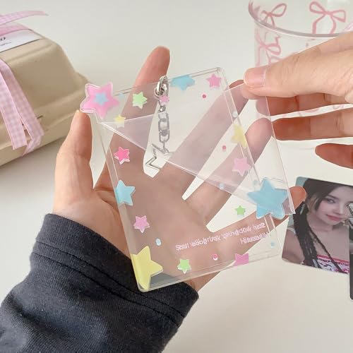 2 Pack Acrylic Photocard Holder Keychain with Cute Star Pendant
