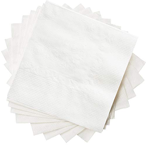 GUSTO 500 Count White Cocktail Napkins - 1-Ply Beverage Paper Towels for Bars & Parties