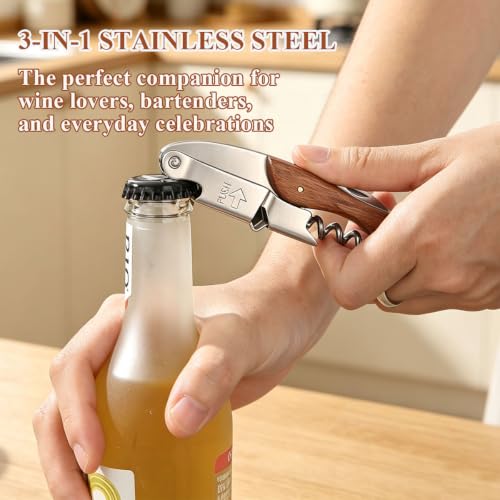 Berglander Waiter Corkscrew Wine Opener with Foil Cutter & Wood Handle - Professional Bar Tool