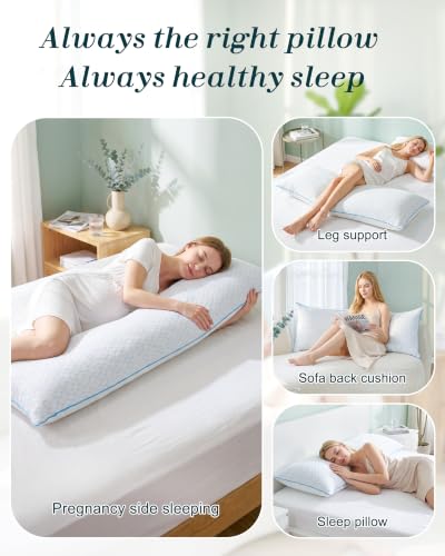 Cooling Body Pillow for Side Sleepers - Firm Memory Foam, 20x54 Inch