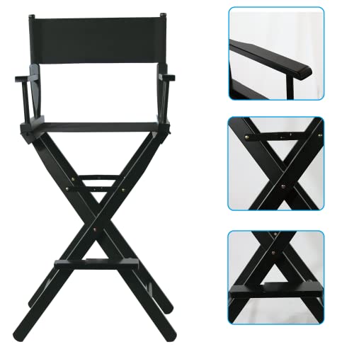 Tall Foldable Makeup Director Chair - Solid Hardwood, 250lb Capacity