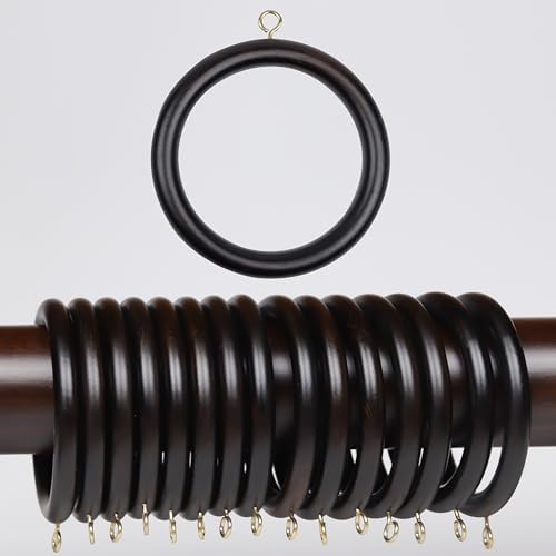 Handmade Beech Wood Curtain Rod Rings - 2.7 Inch Inner Diameter, 24 Pack