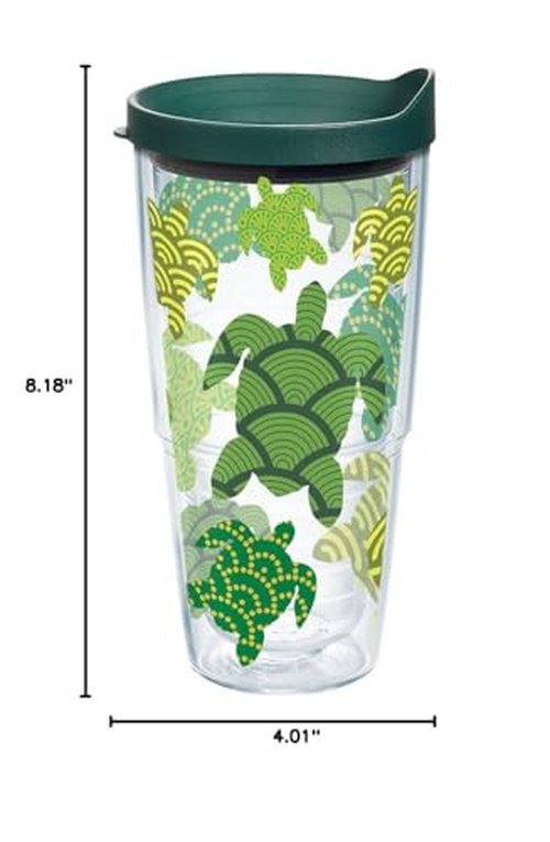 Tervis Turtle Pattern Made in USA Double Walled Insulated Tumbler Cup Keeps Drinks Cold & Hot, 24oz, Classic