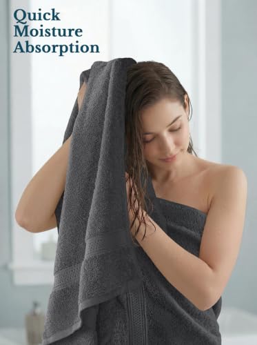 Utopia Towels 4-Pack Premium Bath Towels, 27x54 Inch Grey Cotton