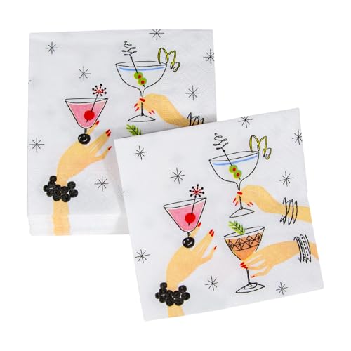 Caspari Aperitivo Cocktail Napkins - 20 Pack, Triple-Ply, Artistic Design
