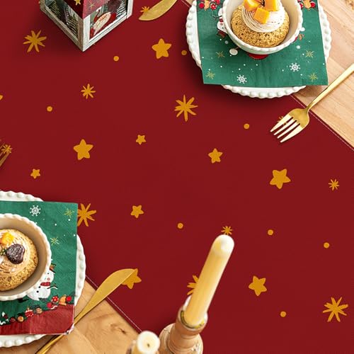 OTOSTAR Christmas Tree Red Table Runner 13x90 Inch Holiday Decor for Home & Parties