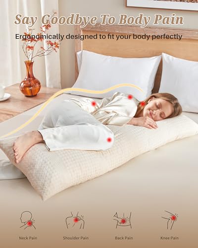 Waffle Weave Body Pillow with Memory Foam Insert, 20x54 Inch