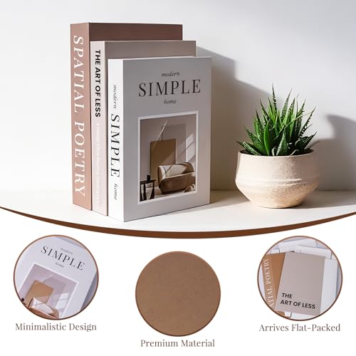 3-Piece Decorative Faux Book Set for Coffee Table and Shelf Decor