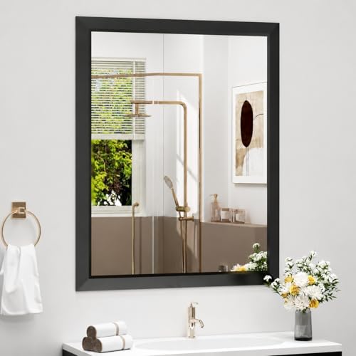 24x36 Matte Black Bathroom Vanity Mirror, Rectangle Wall Mirror with Metal Frame