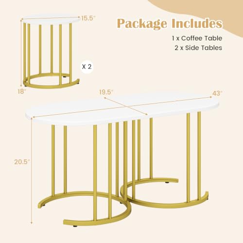 3-Piece Nesting Coffee Table Set with Oval and Round Side Tables