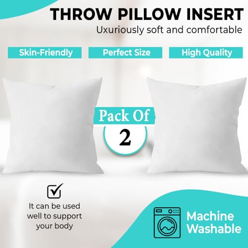 18x18 Down Alternative Throw Pillow Inserts - Set of 2 White