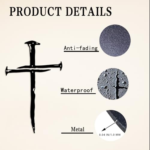 Minimalist Metal Cross Wall Art – 17-Inch Black Iron Religious Home Decor