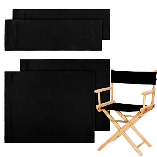 2-Set Director Chair Replacement Canvas Seat and Back Cover, Black