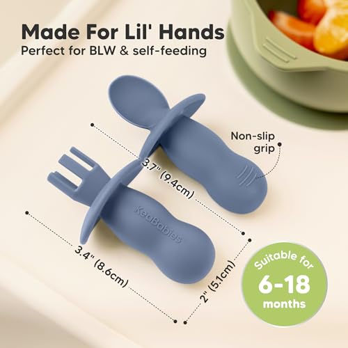 Silicone Baby Spoon and Fork Set for Self Feeding and Weaning