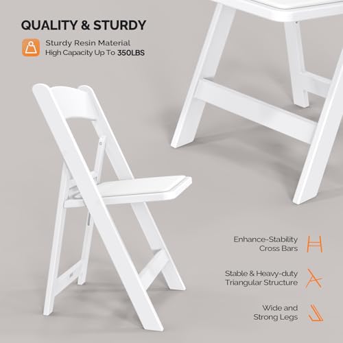 8-Pack Resin Folding Chairs with Padded Seats for Indoor and Outdoor Events