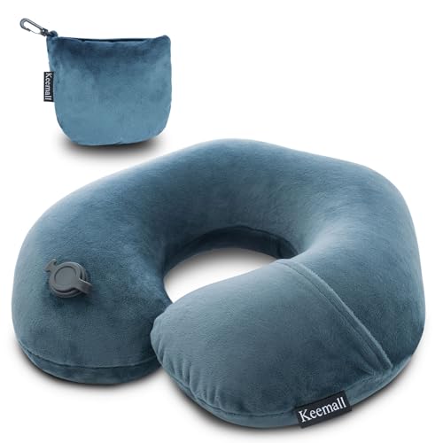 Keemall Portable Inflatable Travel Neck Pillow - Ergonomic U-Shaped Support
