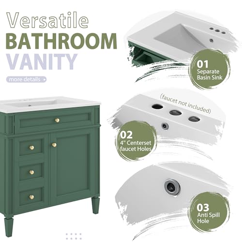 30-Inch Single Sink Bathroom Vanity Set with Mirror Cabinet and Drawers