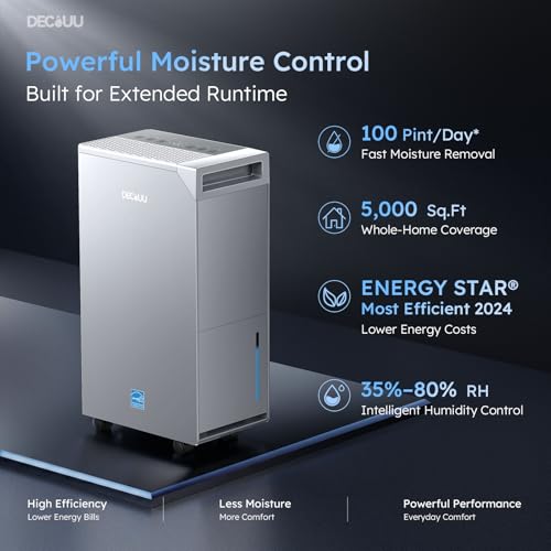 100 Pint Large Dehumidifier with Pump for Basement and Garage