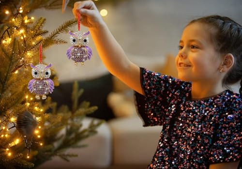 JUESMOS Purple Owl Ornament - Metal Christmas Keepsake for Owl Lovers