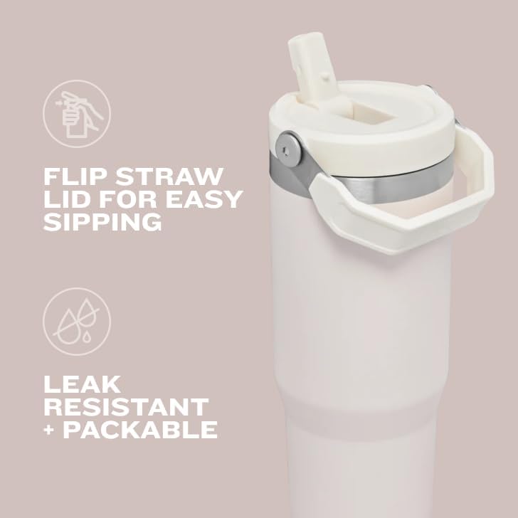 STANLEY IceFlow 2.0 Tumbler - 40 oz Insulated Water Bottle with Flip Straw & Handle | BPA-Free Rose Quartz