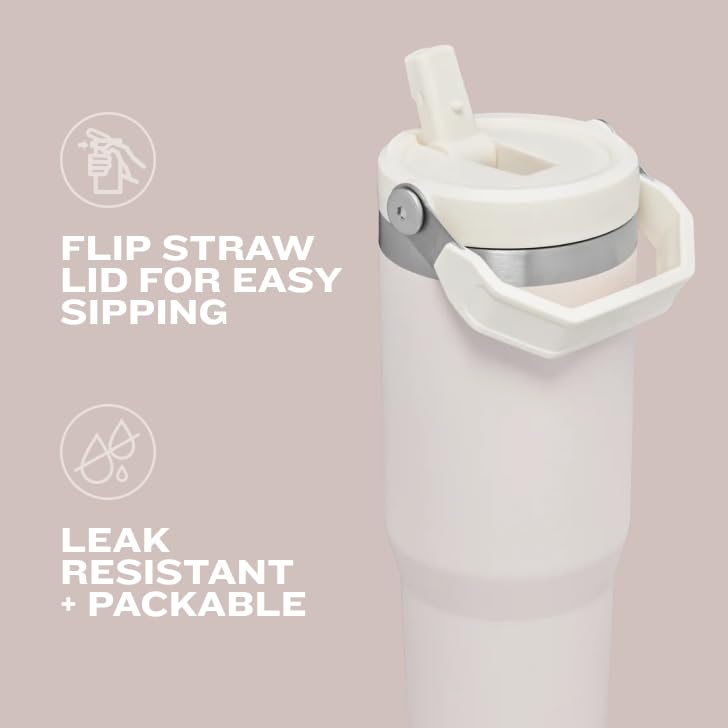 Stanley IceFlow 30 oz Insulated Water Bottle with Flip Straw Rose Quartz