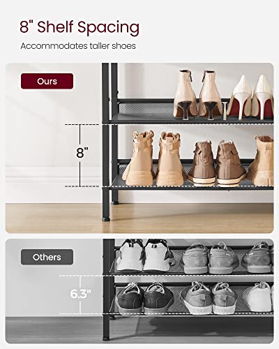 4-Tier Industrial Shoe Rack with Adjustable Shelves, Rustic Brown