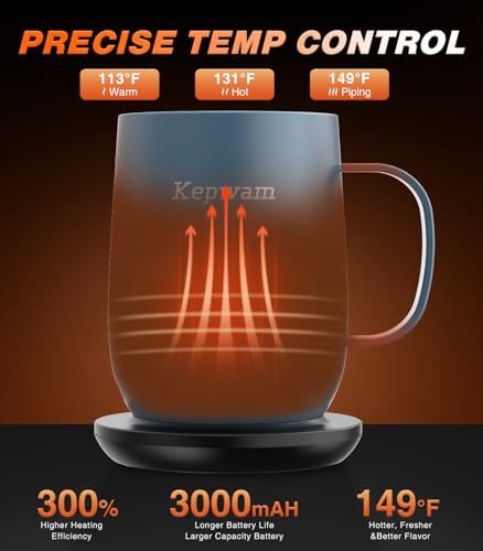 16oz Self-Heating Coffee Mug with 3 Temperature Settings & Charging Coaster