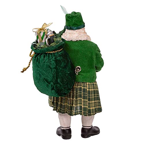 Kurt Adler 10.5-Inch Irish Bagpiper Santa Ornament - Musical Christmas Decoration