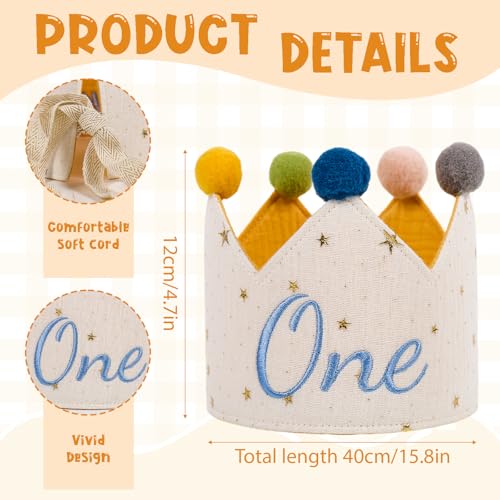 Personalized 1st Birthday Crown Headband for Baby Boy & Girl