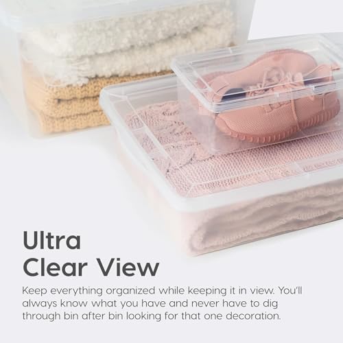 Clear Storage Bins with Lids 6-Quart 6-Pack Stackable Plastic Containers