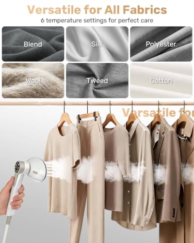 1500W Garment Steamer with 8 Fabric Settings and 400ml Tank