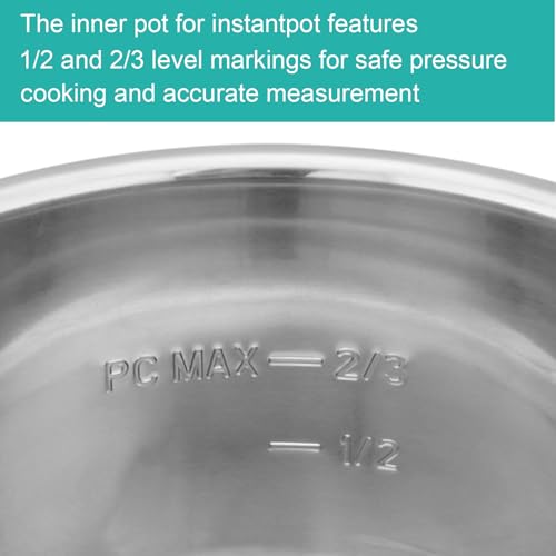 6QT Stainless Steel Inner Pot Replacement for Pressure Cookers