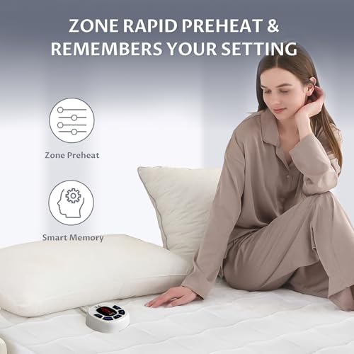 King Size Heated Mattress Pad with Dual Control & 4-Zone Heating