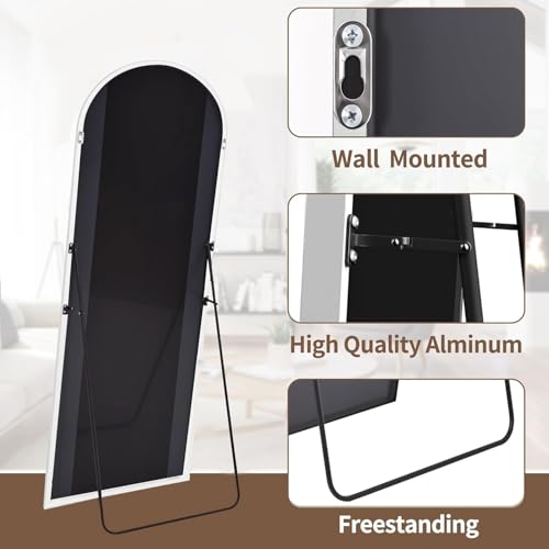 Arched Full Length Floor Mirror, 56" x 20" Aluminum Frame Standing Mirror