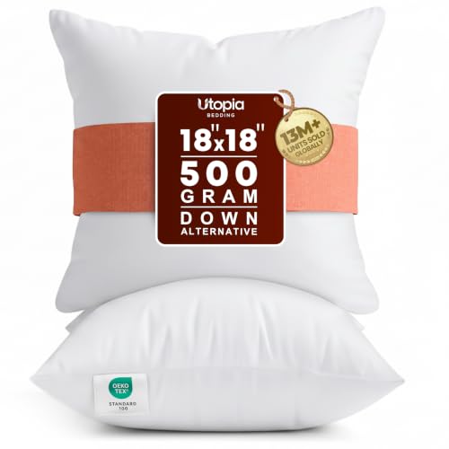 Utopia Bedding 18x18 Throw Pillow Inserts, 2 Pack Fluffy Couch Cushions