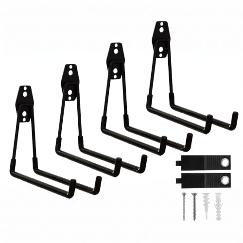 Heavy Duty Garage Wall Hooks 4 Pack Large Square Utility Hangers for Ladders and Bikes