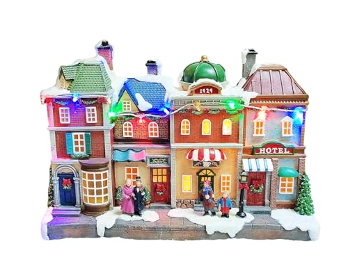 Lighted Christmas Village Scene with Music - 1929 Townhouse Decor