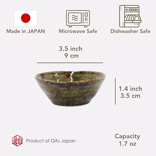 Set of 4 Japanese Ceramic Sake Cups 1.7oz - Gifu Minoyaki, Color Variants