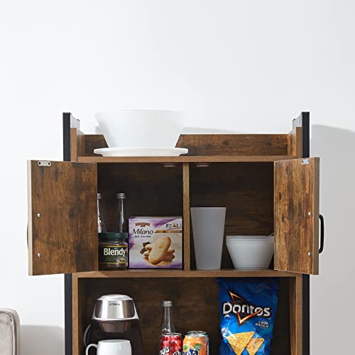 Mini Fridge Hutch Organizer - Dark Wood Storage Shelf for Dorm Kitchen