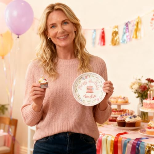 Personalized 8-Inch Ceramic Birthday Plate - Custom Commemorative Keepsake