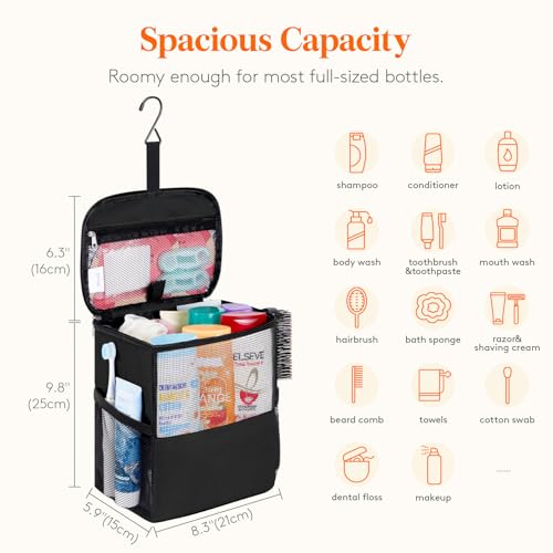 Mesh Shower Caddy Portable College Dorm Room Toiletry Bag Organizer Black