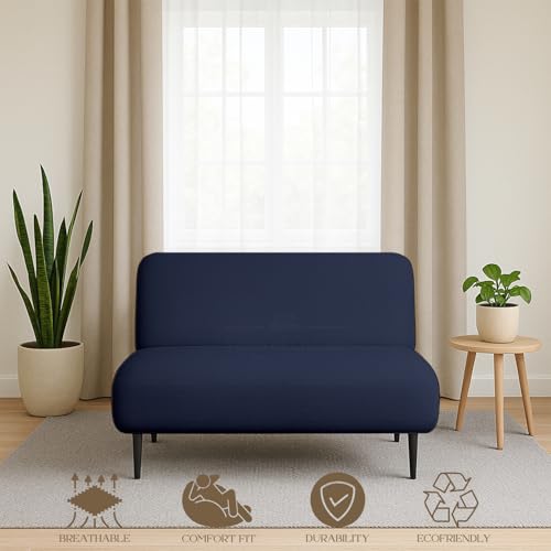 Full Size Futon Cover - 100% Egyptian Cotton, Navy Blue Slipcover
