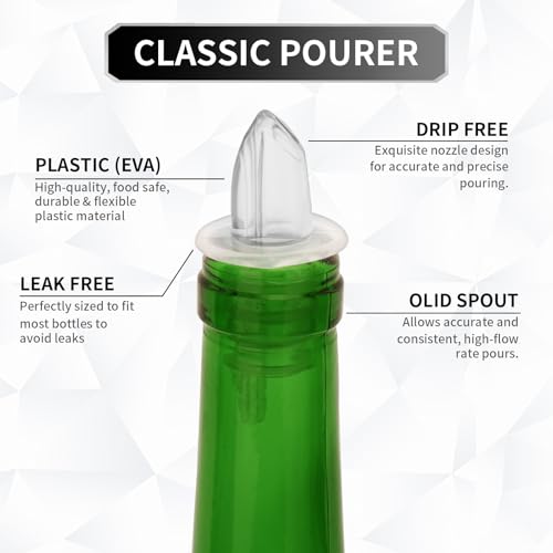 Eispap 4PCS Clear Plastic Liquor, Wine & Oil Pourers - Fast Flow Spouts