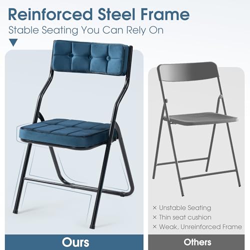 Padded Folding Chairs Set of 4, Heavy Duty Portable Chairs with Cushion